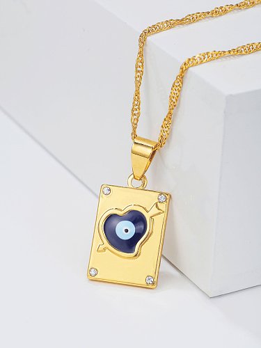 Classic Style Eye Stainless Steel  Plating Inlay Zircon 18K Gold Plated Pendant Necklace