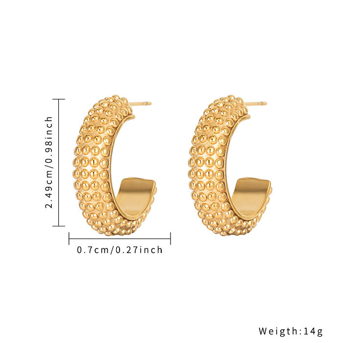1 Piece Simple Style Solid Color Plating Inlay Stainless Steel  Zircon Gold Plated Earrings