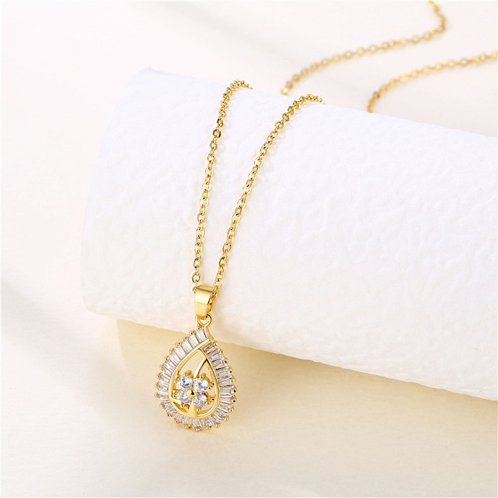 Wholesale 1 Piece Korean Style Crown Eye Bow Knot Stainless Steel  Stainless Steel 18K Gold Plated Gold Plated Zircon Pendant Necklace