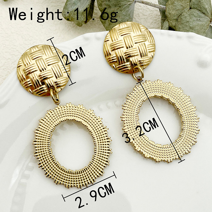 1 Pair Vintage Style Simple Style Round Plating Stainless Steel  Gold Plated Earrings