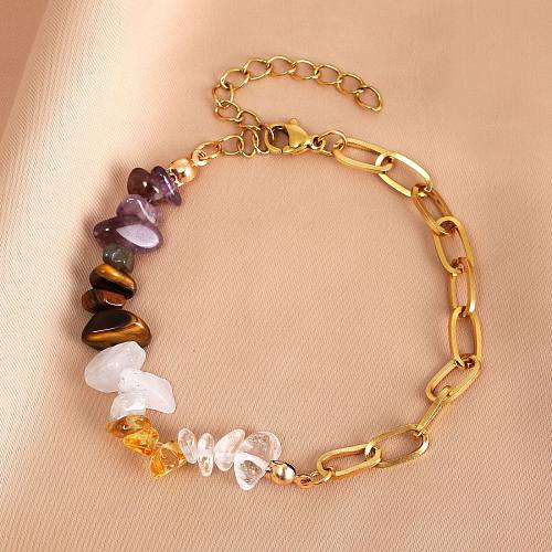 Casual Irregular Stainless Steel Gravel Beaded Handmade Bracelets