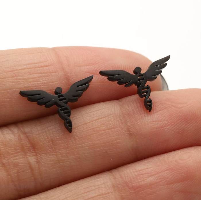 1 Pair Casual Simple Style Angel Plating Hollow Out Stainless Steel  Ear Studs