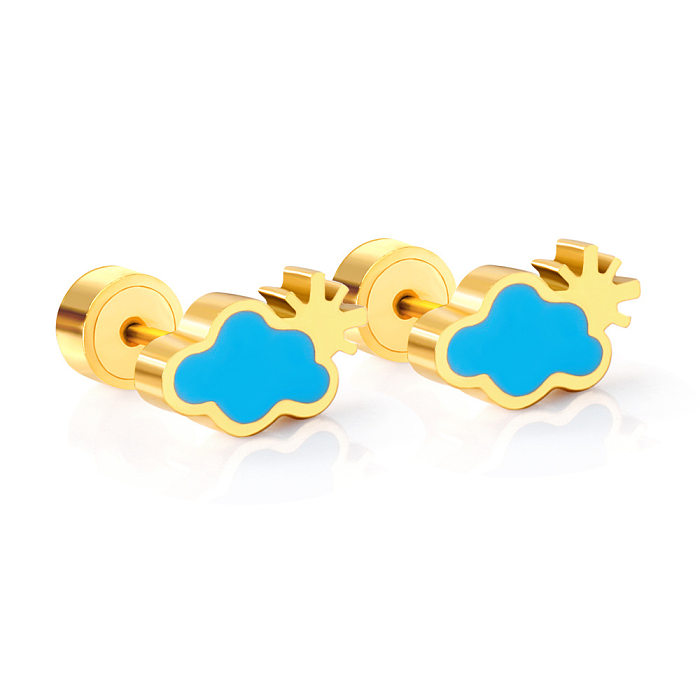 1 Paar vergoldete Ohrringe aus Edelstahl mit Commute Clouds-Beschichtung