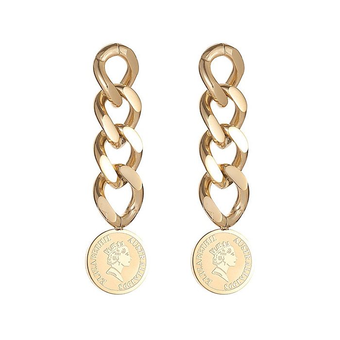 1 Pair Casual Hip-Hop Solid Color Plating Stainless Steel  14K Gold Plated Drop Earrings