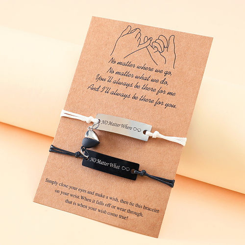 1 Pair Fashion Letter Heart Shape Rectangle Stainless Steel Bracelets