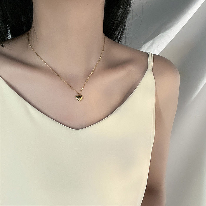 Simple Style Heart Shape Stainless Steel Plating Gold Plated Pendant Necklace