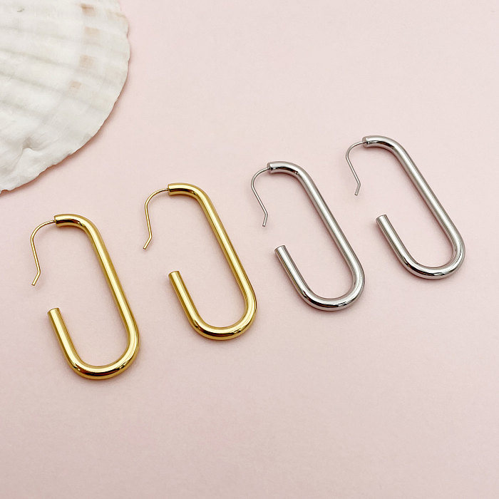 1 Pair Classical Solid Color Plating Stainless Steel  Gold Plated Earrings
