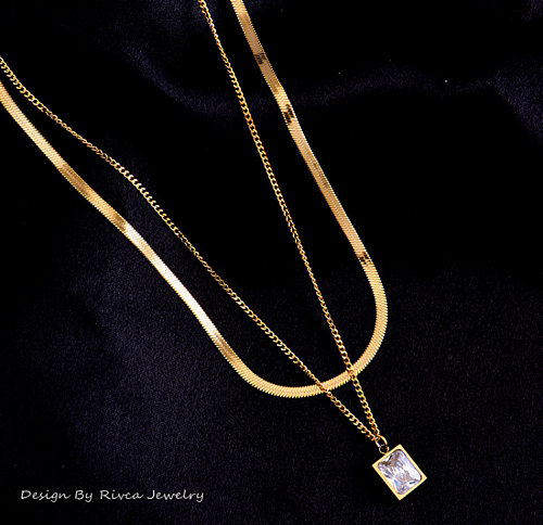 L67 collier rétro français pour femmes été polyvalent Double couche Double dame chaîne de clavicule Design de mode en acier inoxydable or