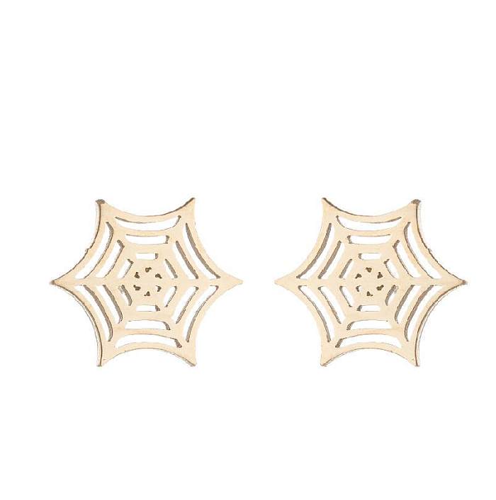 1 Pair Fashion Spider Web Stainless Steel Plating Ear Studs