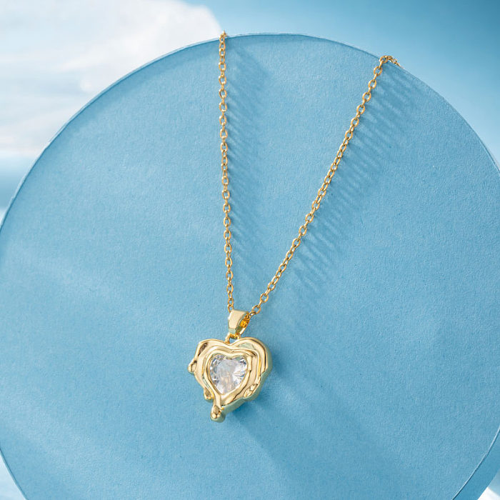 أنيقة الصليب شكل قلب زهرة الفولاذ المقاوم للصدأ الفولاذ المقاوم للصدأ تصفيح البطانة الزركون 18K مطلية بالذهب مطلية بالذهب قلادة قلادة