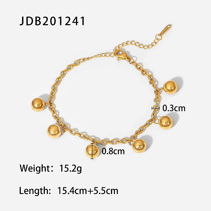 Retro Style Golden Ball Pendant Stainless Steel 18k Gold-plated Bracelet