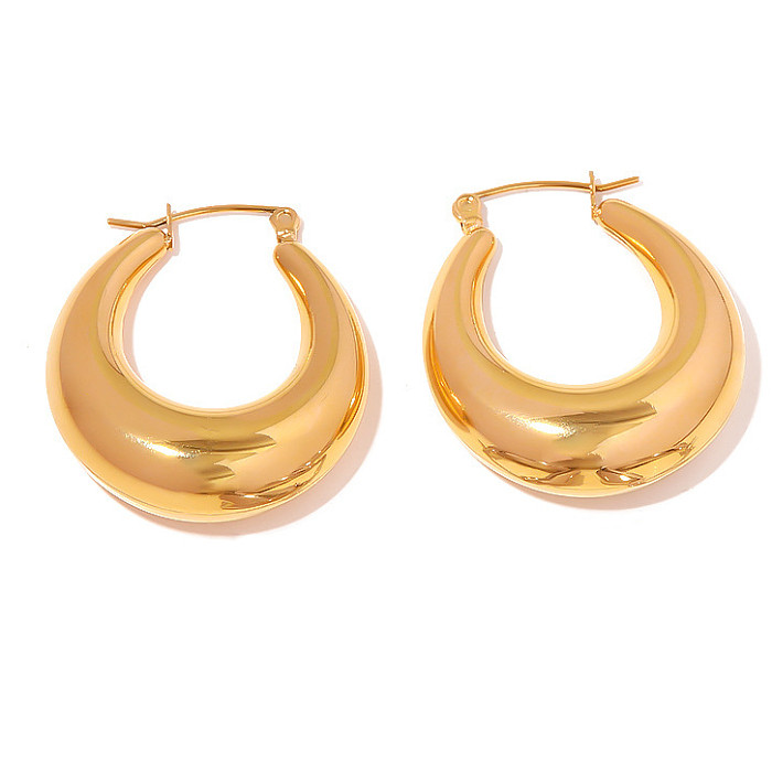 1 Pair Simple Style Commute Geometric Solid Color Plating Stainless Steel  18K Gold Plated Earrings