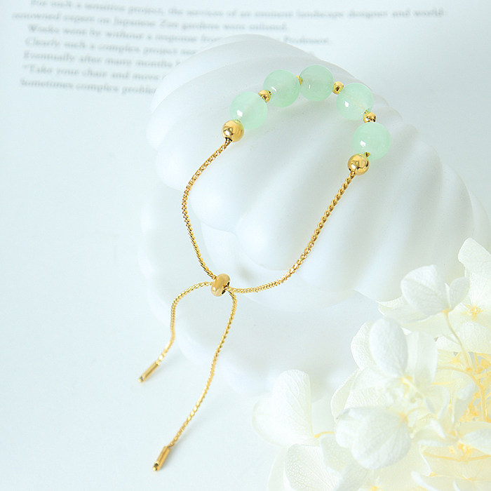 European And American Fashion Girls Basic Style Personality Handmade Beaded Jade Pumping Pull Buckle Freely Adjustable Length Does Not Fade