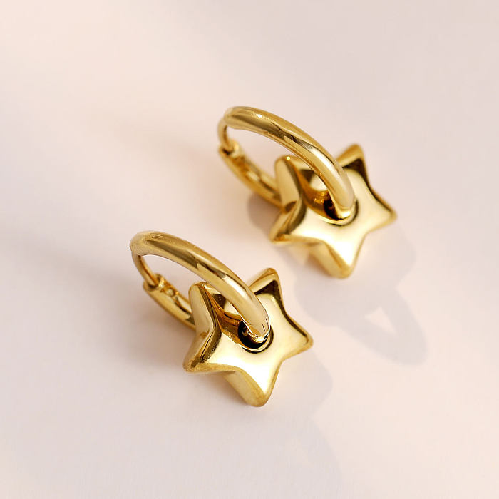 1 paire de boucles d'oreilles pendantes plaquées en acier inoxydable, Style Simple, étoile