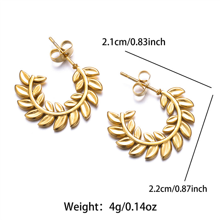 1 Pair Korean Style Leaves Plating Stainless Steel  18K Gold Plated Earrings
