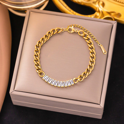 Bracelets plaqués or 18 carats avec incrustation en acier titane géométrique de style simple
