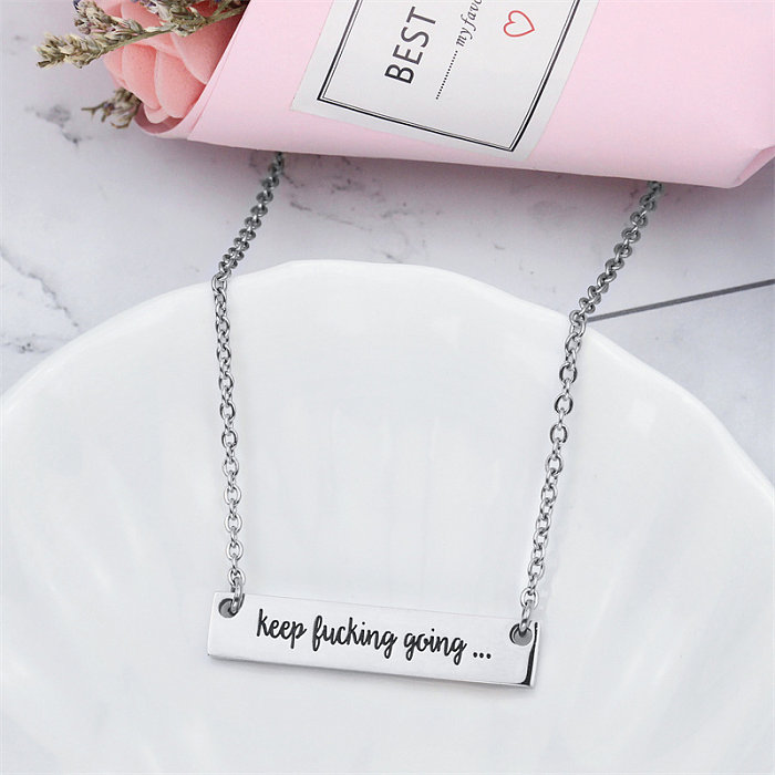 Casual Simple Style Classic Style Letter Rectangle Stainless Steel  Stainless Steel Polishing Plating Rose Gold Plated Gold Plated Pendant Necklace