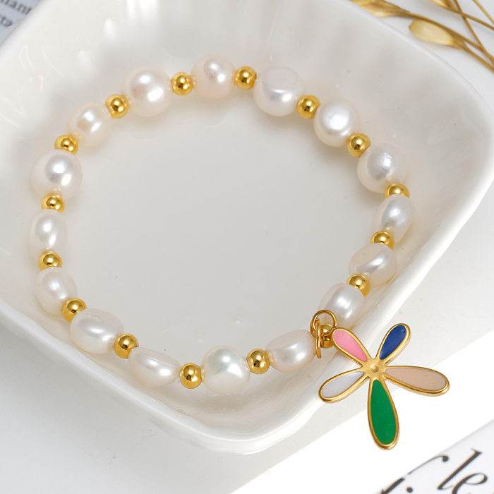 Bracelets de perles en acier titane lettre mode 1 pièce