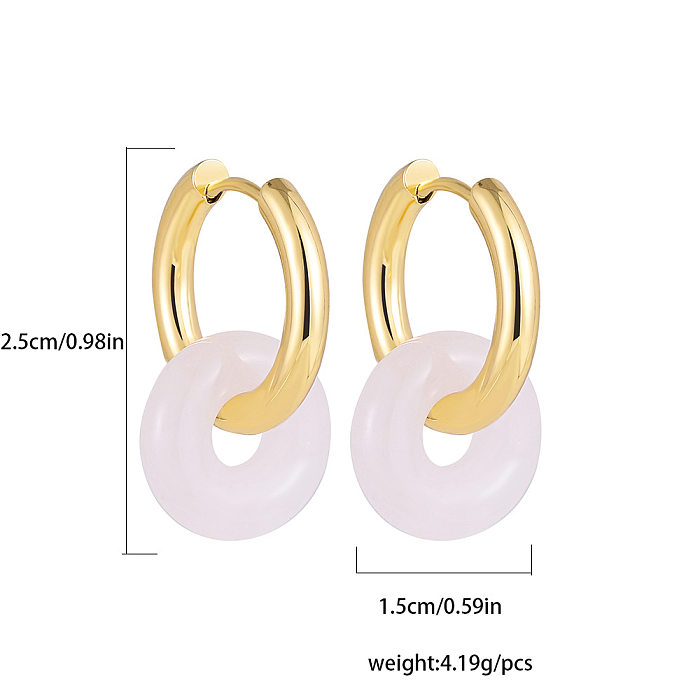 Nouvelles boucles d'oreilles à la mode en acier inoxydable, pierre naturelle