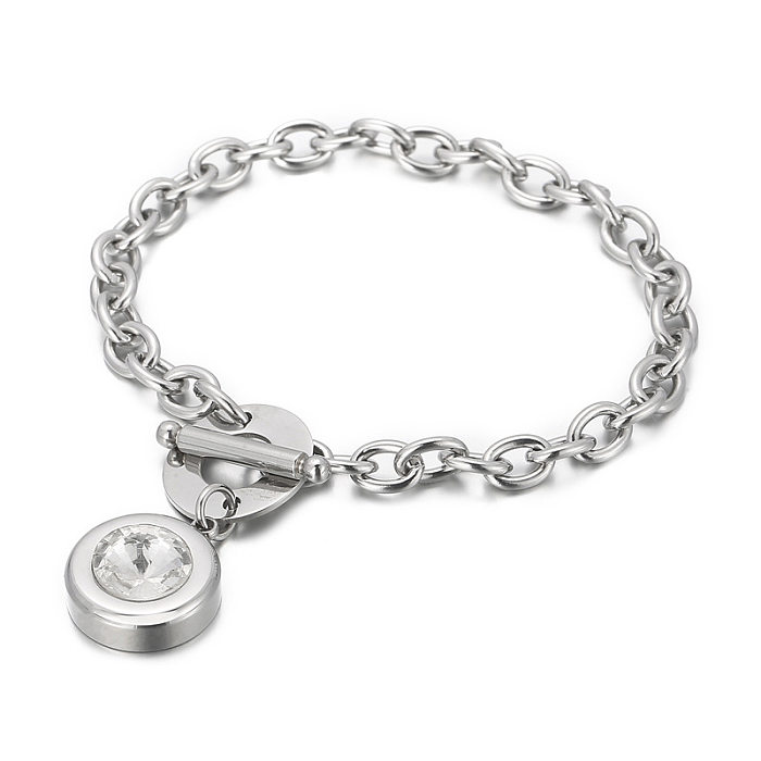Fashion Round Titanium Steel Bracelets Plating Inlay Satellite Stone Stainless Steel Bracelets