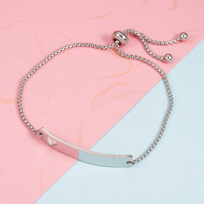 Simple Style Heart Shape Solid Color Titanium Steel Hollow Out Bracelets
