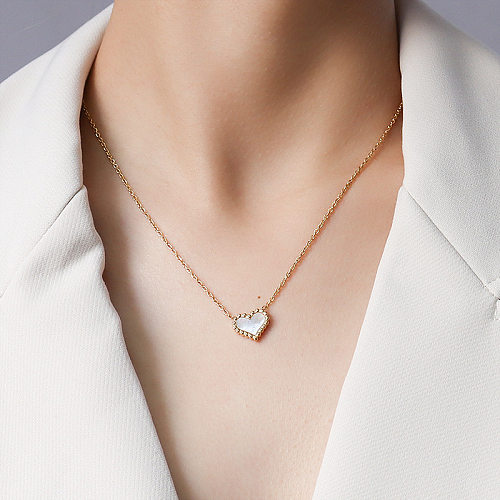 Collier d'amour avec pendentif en coquillage blanc, cœur de pêche, à la mode