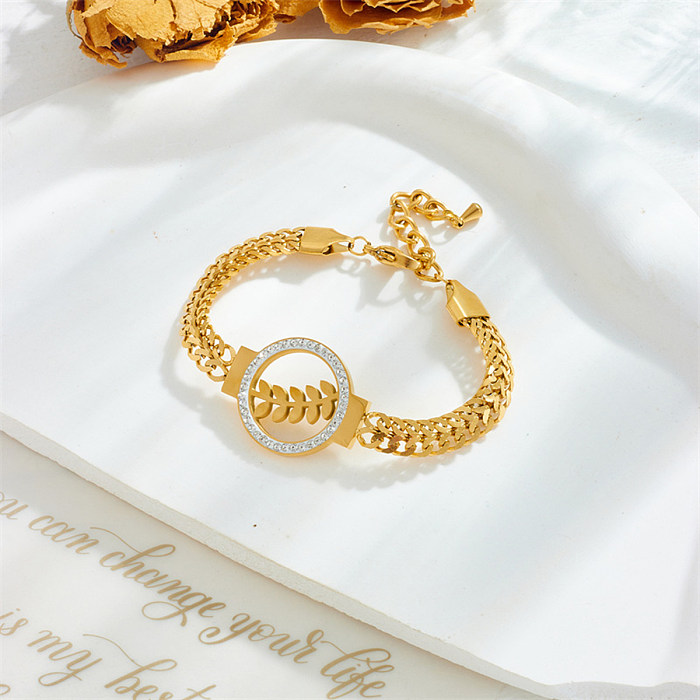 Style simple exagéré laisse des bracelets plaqués or 18 carats avec incrustation de placage en acier titane