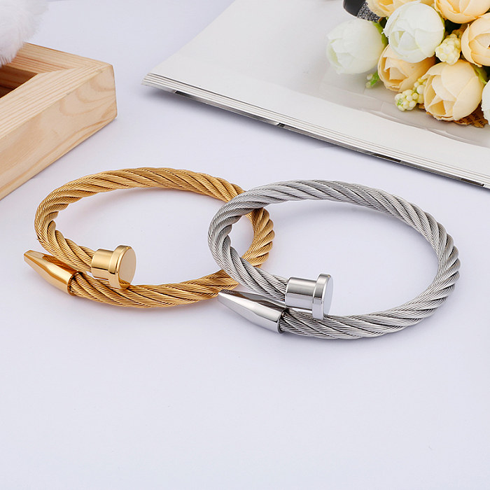 1 Piece Fashion Solid Color Stainless Steel Plating Bangle