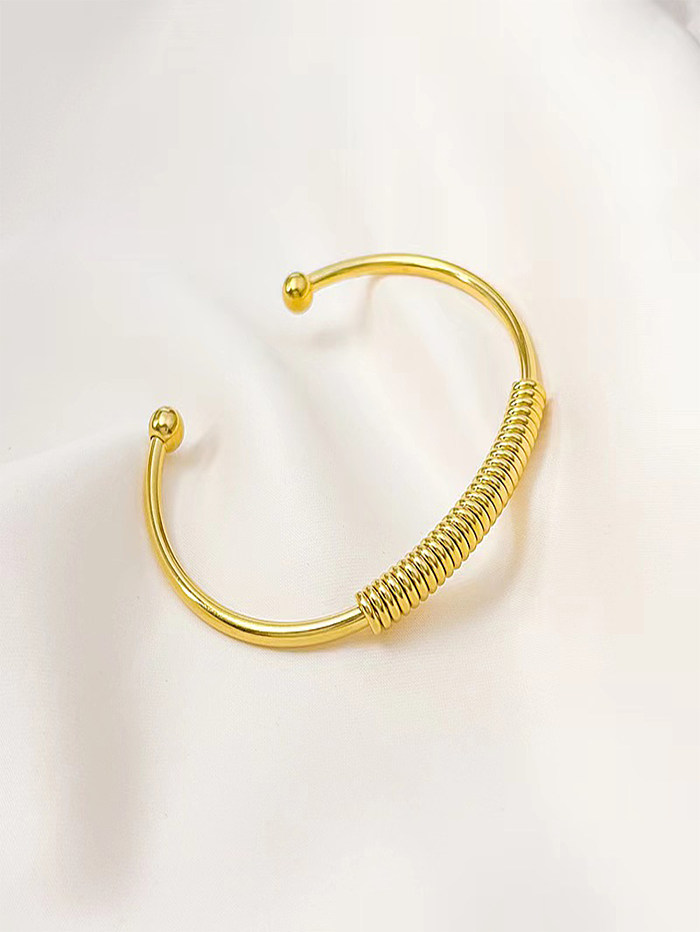Bracelet plaqué or 18 carats, style Simple, couleur unie, en acier inoxydable, vente en gros