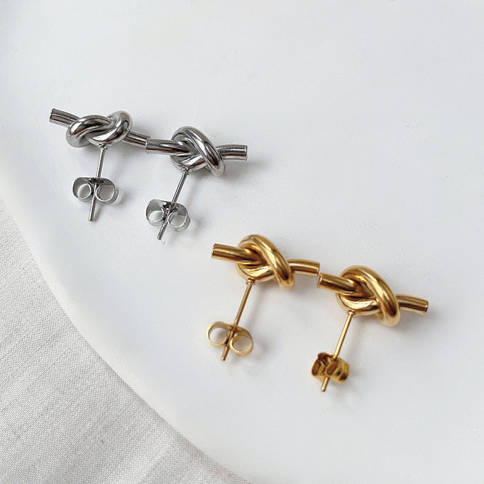 1 Pair IG Style Simple Style Knot Plating Stainless Steel Ear Studs