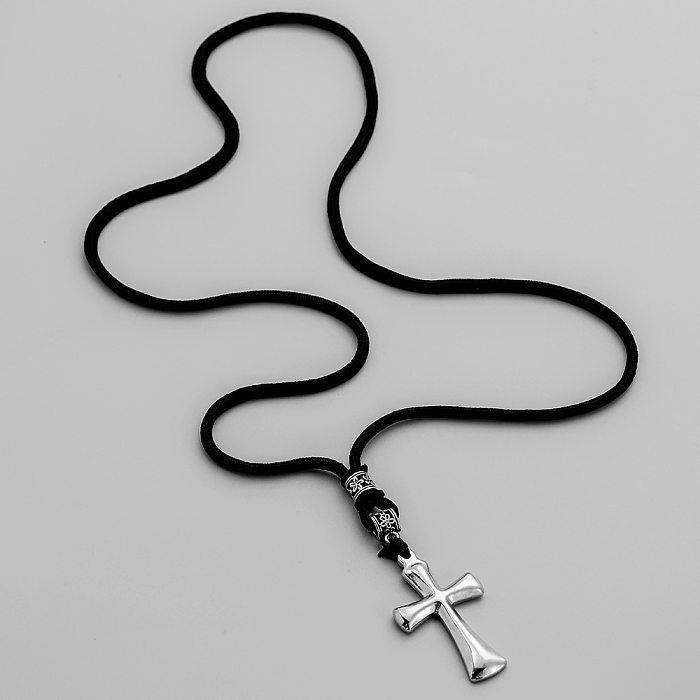 Collier pendentif de polissage en acier inoxydable avec croix hip-hop