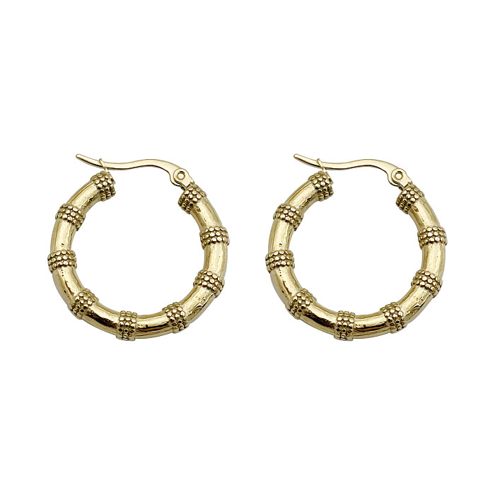 1 Pair Simple Style Round Plating Stainless Steel  Gold Plated Hoop Earrings