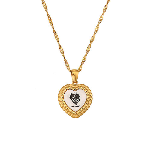 Classic Style Flower Stainless Steel Inlay Zircon Pendant Necklace