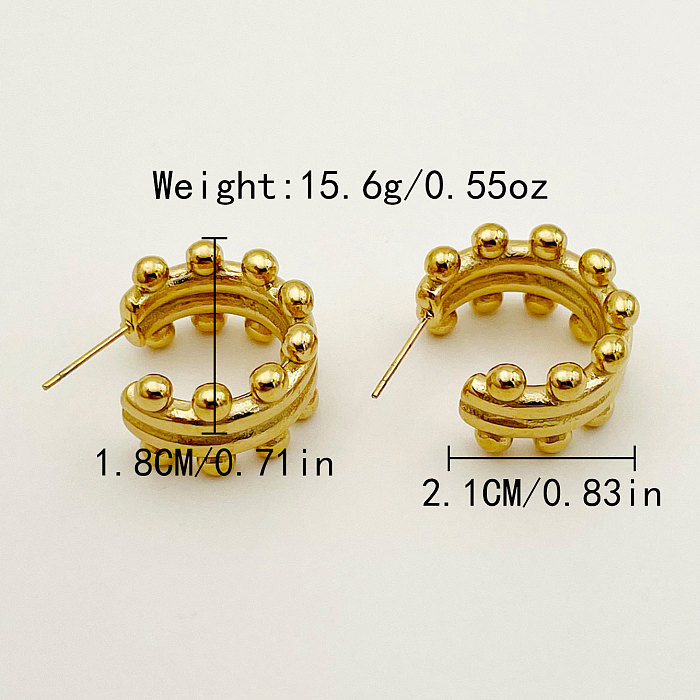 1 Pair Vintage Style Roman Style C Shape Plating Stainless Steel  Gold Plated Ear Studs