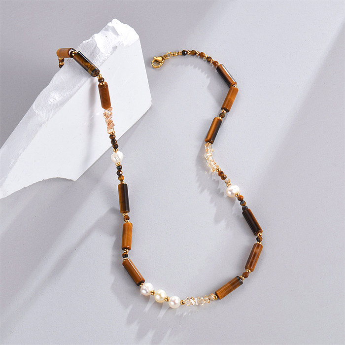 Niedliche Farbblock-Halskette aus Edelstahl mit 14-Karat-Vergoldung in großen Mengen