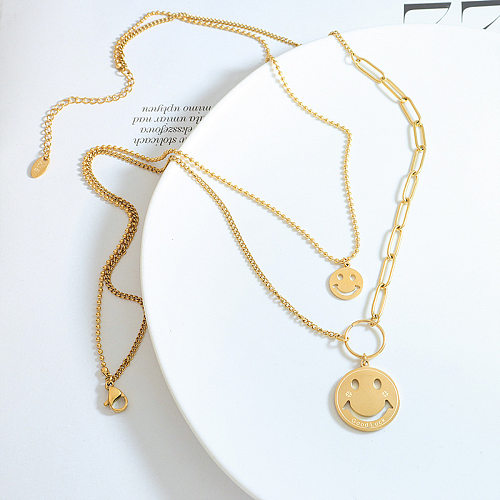 Fashion Smiley Face Stainless Steel Plating Pendant Necklace 1 Piece