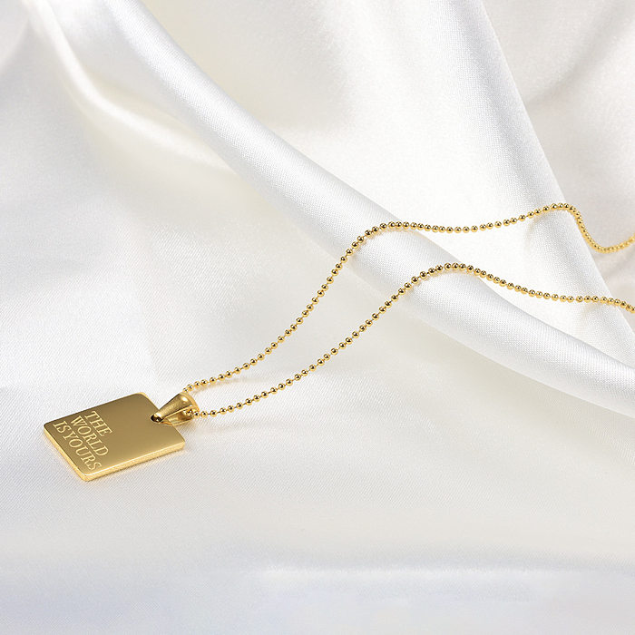 Collier pendentif carré en acier inoxydable, 1 pièce, lettre à la mode