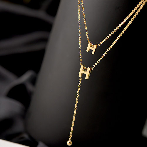 Simple Style Letter Stainless Steel Plating 18K Gold Plated Layered Necklaces