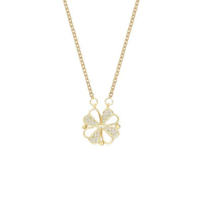 Best-Seller On Douyin One Style For Dual-Wear Flower Necklace Light Luxury Minority Advanced Design Magnetic Pendant Stainless Steel Clavicle Chain