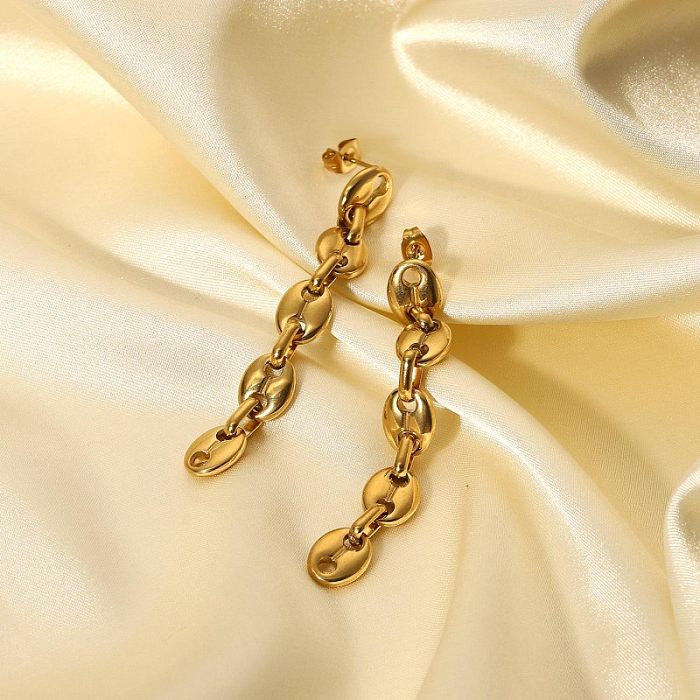 1 Pair Commute Solid Color Plating Stainless Steel  Gold Plated Drop Earrings