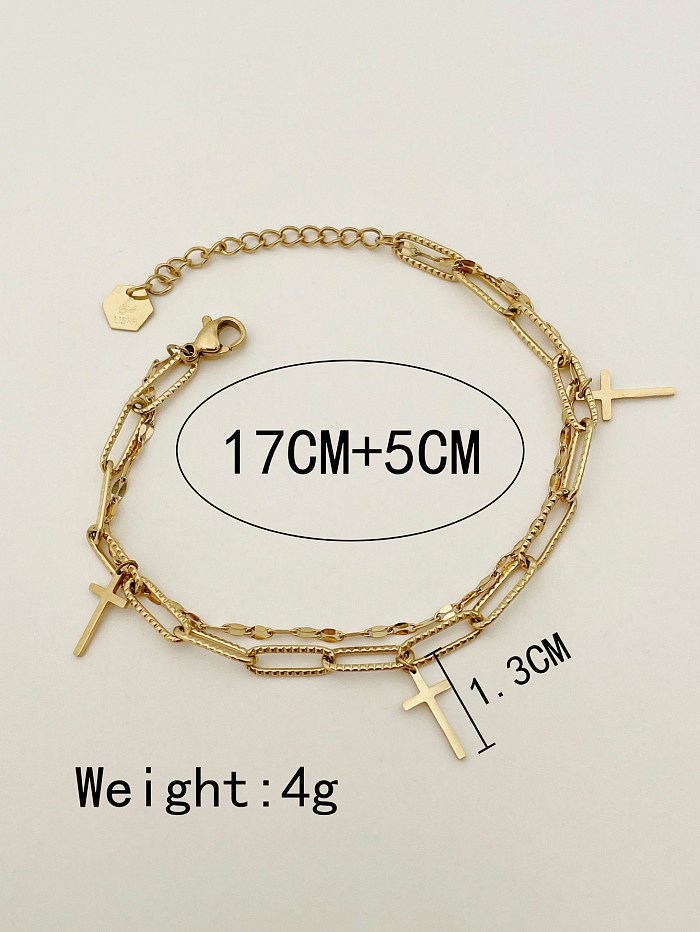 Modern Style Simple Style Cross Stainless Steel Plating Gold Plated Bracelets