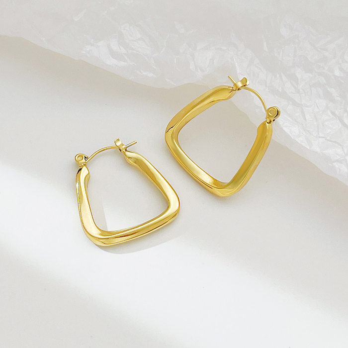 1 Pair Vintage Style Square Plating Stainless Steel  Gold Plated Earrings