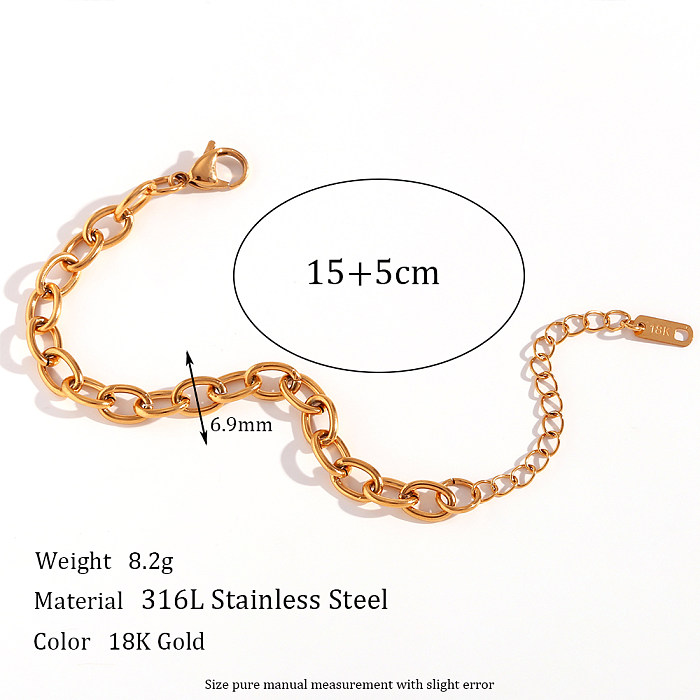 Estilo básico simples estilo clássico cor sólida chapeamento de aço inoxidável colar banhado a ouro 18K