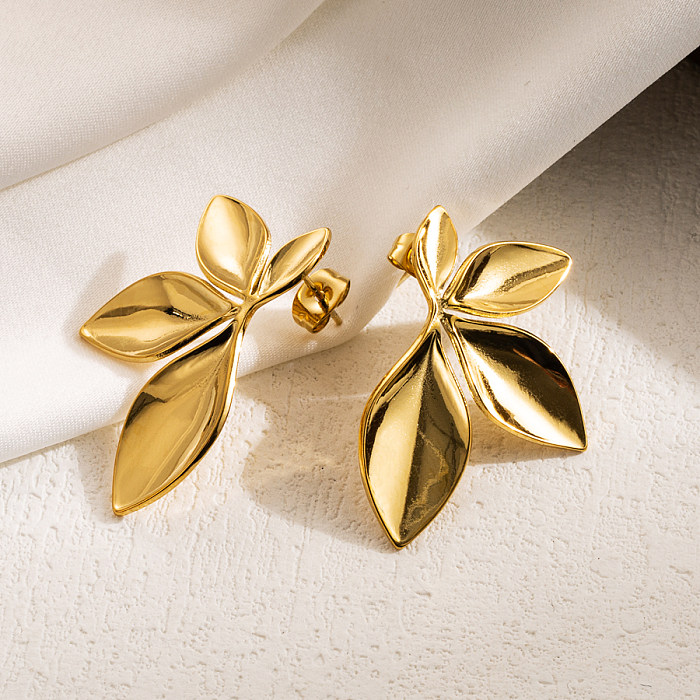 1 Pair IG Style Leaves Flower Ginkgo Leaf Plating Stainless Steel  Drop Earrings