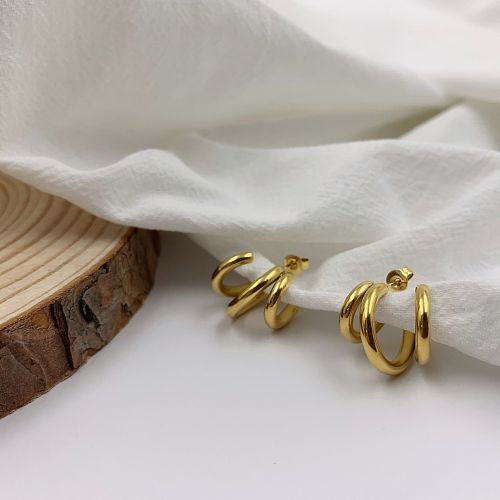 1 Pair Simple Style Commute Solid Color Plating Stainless Steel Earrings