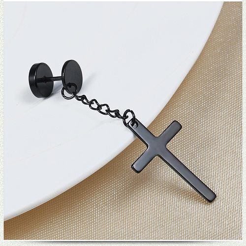 Modische Kreuz-Ohrringe aus Edelstahl mit Überzug aus Edelstahl, 1 Stück