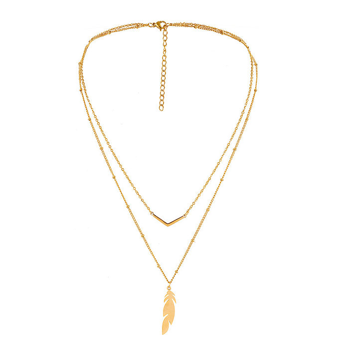 Fashion Feather Stainless Steel Necklace Plating Stainless Steel  Necklaces