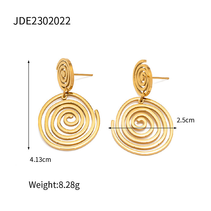 1 Pair INS Style Circle Stainless Steel  Drop Earrings