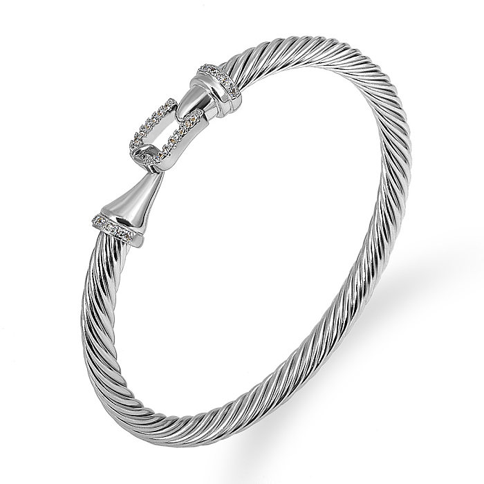Elegant Curve Stainless Steel Plating Twisted Cable Bracelet