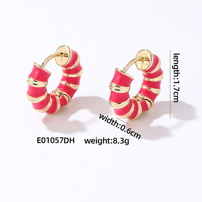 1 Pair Elegant Simple Style Stripe Enamel Plating Stainless Steel  Earrings